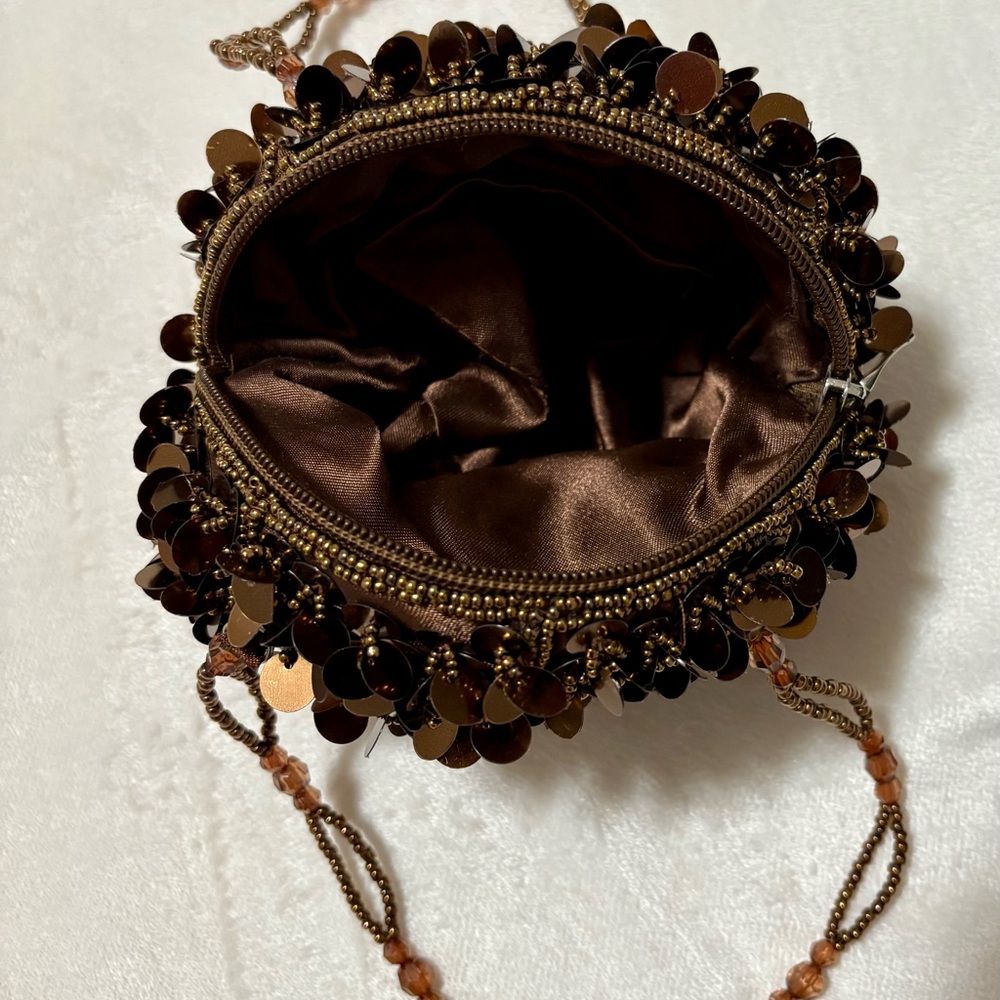 Vintage Brown Sequin Evening Bag